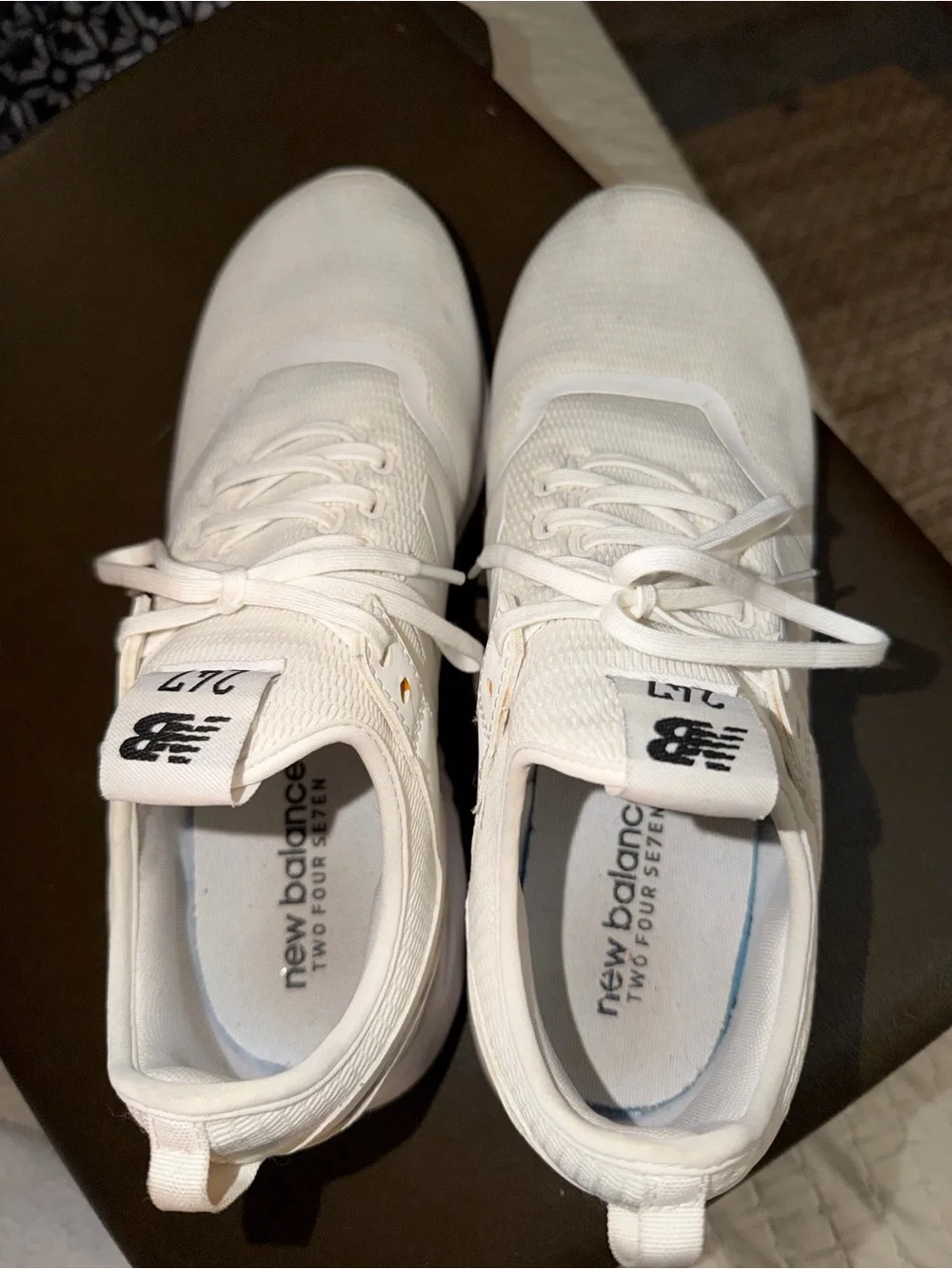New Balance All-White Mesh Athletic Sneakers